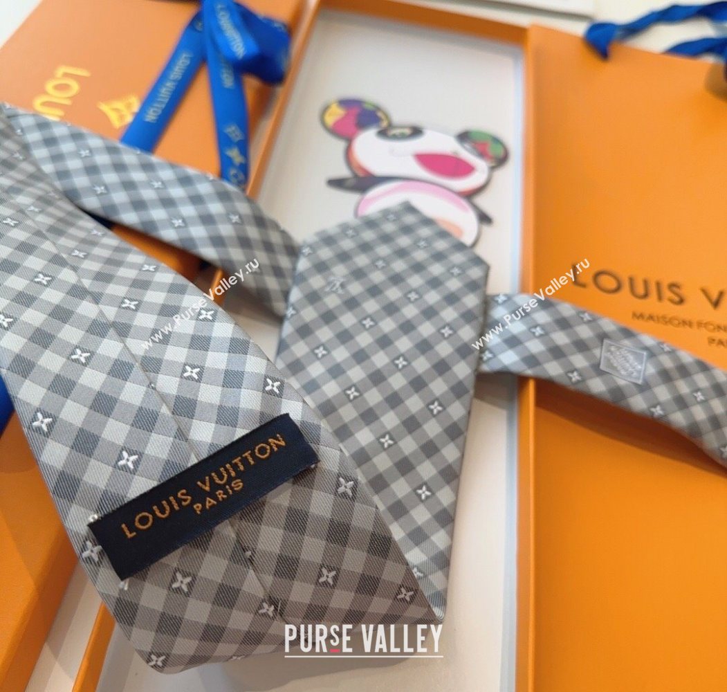 Louis Vuitton Flower Check Tie Light Grey 2025 0724 (XMN-250724104)