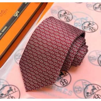 Hermes Tie 7 H au Maillon Silk Tie Red 2025 0724 (XMN-250724111)