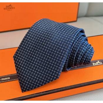 Hermes H Jacquard Silk Tie Blue1 2025 0724 (XMN-250724113)