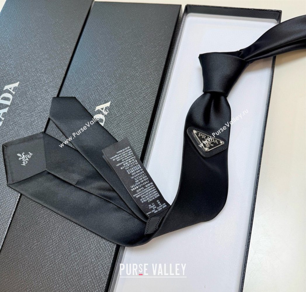 Prada Logo Nylon Tie Black 2025 PR091039 (XMN-250910123)