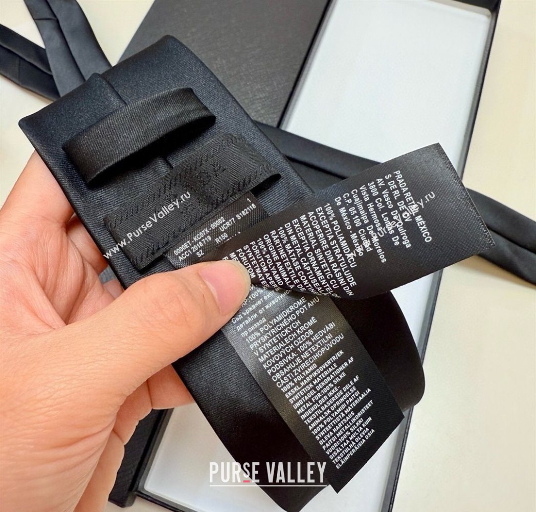 Prada Logo Nylon Tie Black 2025 PR091039 (XMN-250910123)