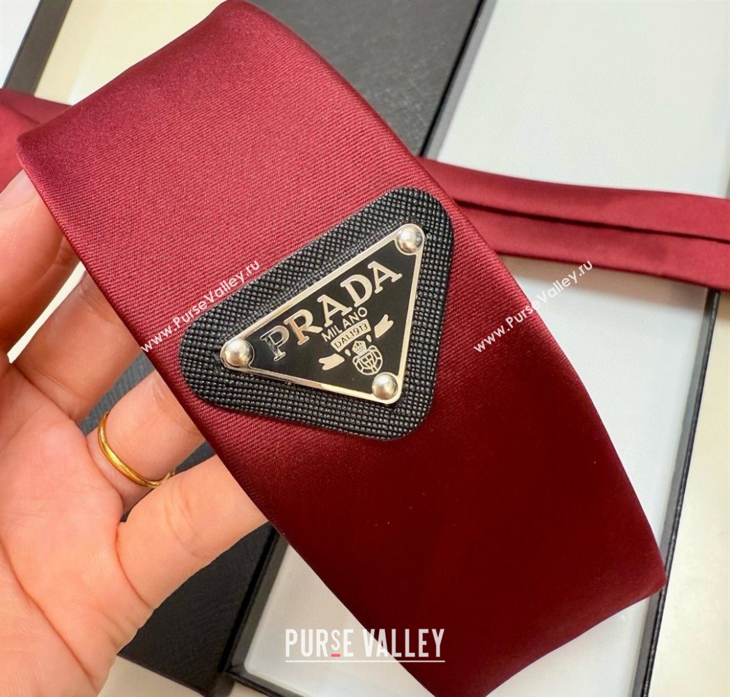 Prada Logo Nylon Tie Red 2025 PR091039 (XMN-250910124)