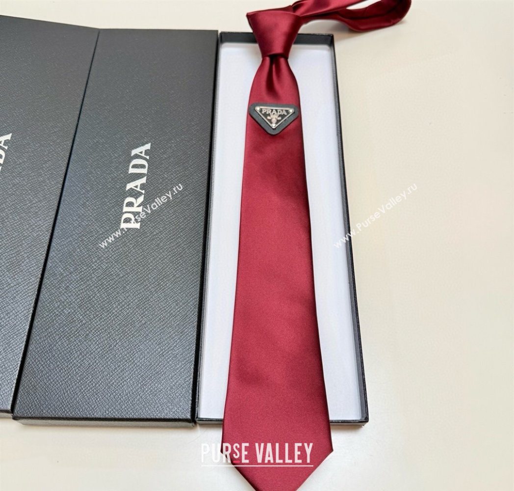 Prada Logo Nylon Tie Red 2025 PR091039 (XMN-250910124)