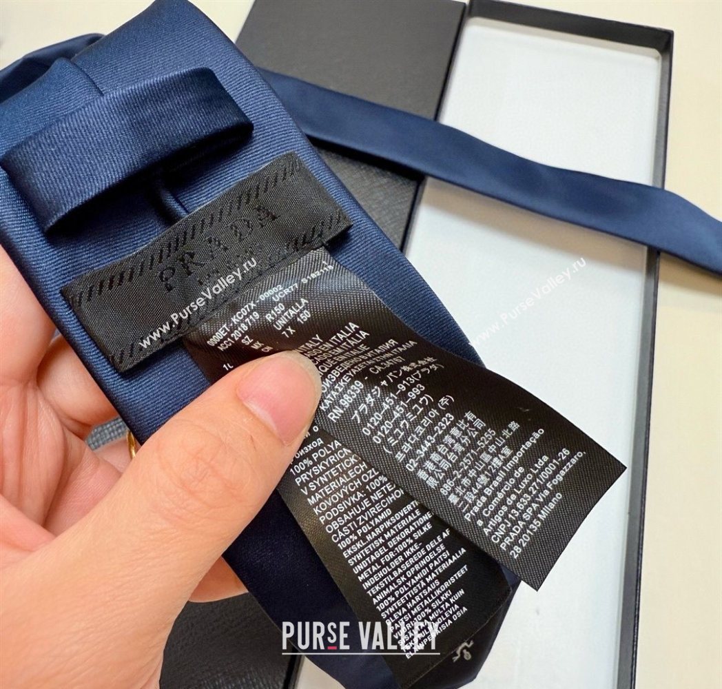 Prada Logo Nylon Tie Blue 2025 PR091039 (XMN-250910125)