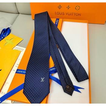 Louis Vuitton Damier Classique Silk Tie Navy Blue 2025 PR091040 (XMN-250910127)