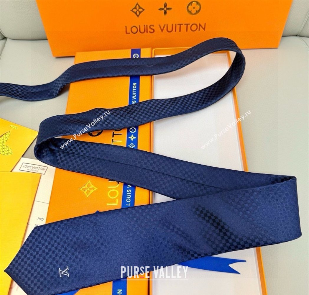 Louis Vuitton Damier Classique Silk Tie Navy Blue 2025 PR091040 (XMN-250910127)