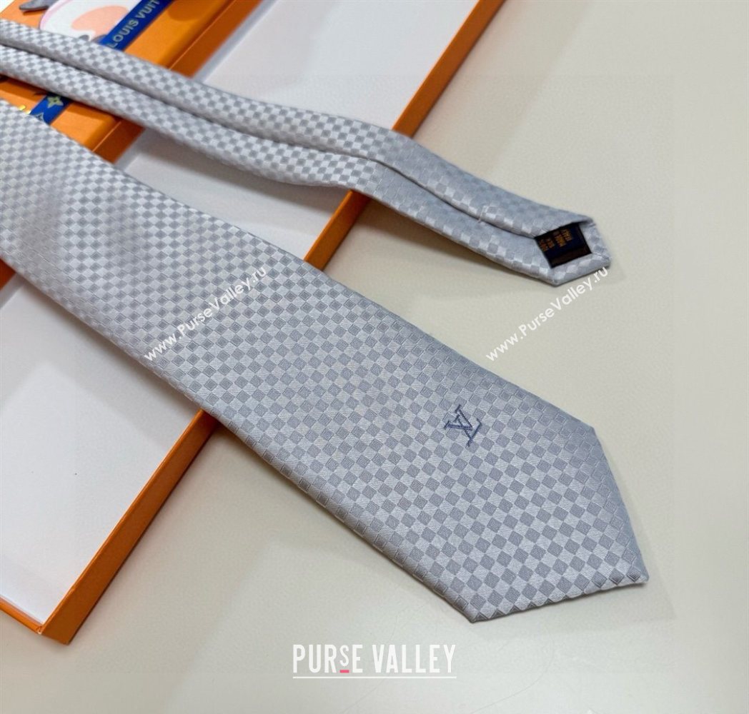 Louis Vuitton Damier Classique Silk Tie Silver 2025 PR091040 (XMN-250910128)