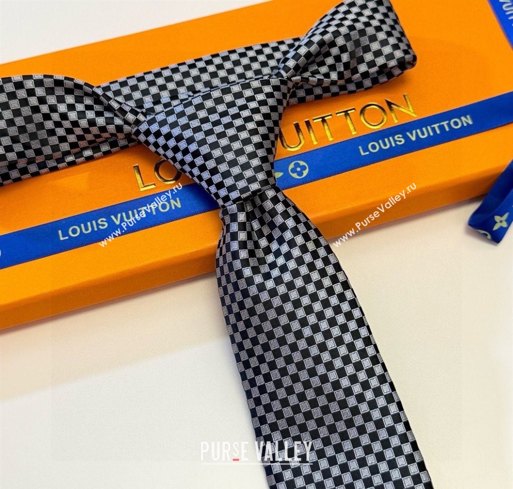 Louis Vuitton Damier Classique Silk Tie Black/White 2025 PR091040 (XMN-250910129)