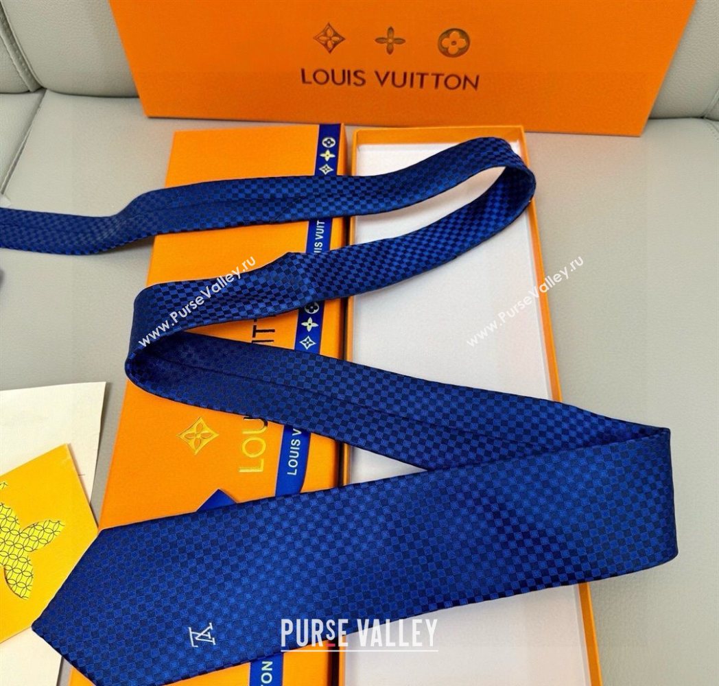 Louis Vuitton Damier Classique Silk Tie Blue2 2025 PR091040 (XMN-250910130)