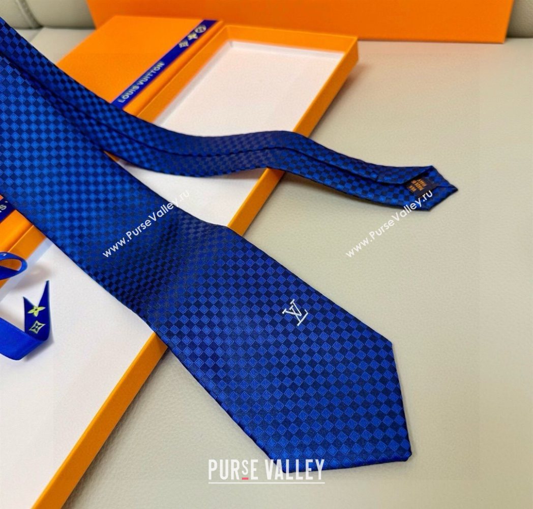 Louis Vuitton Damier Classique Silk Tie Blue2 2025 PR091040 (XMN-250910130)