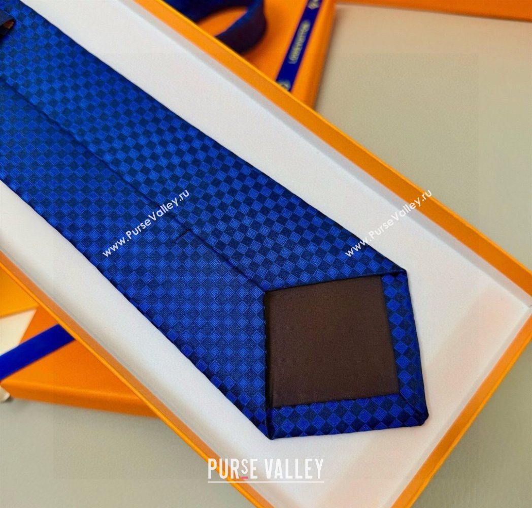Louis Vuitton Damier Classique Silk Tie Blue2 2025 PR091040 (XMN-250910130)