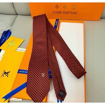 Louis Vuitton Damier Classique Silk Tie Red 2025 PR091040 (XMN-250910131)