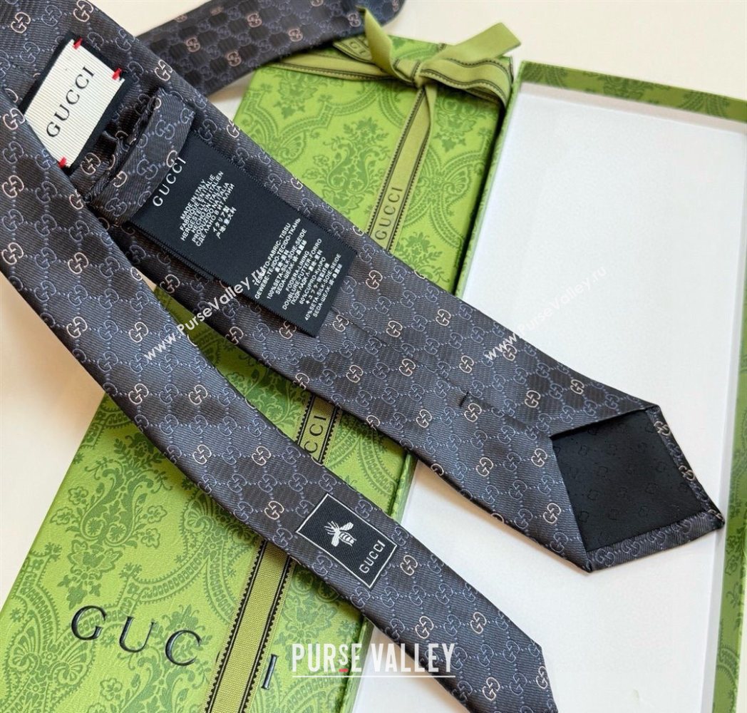 Gucci GG Silk Tie Brown 2025 GG091035 (XMN-250910110)
