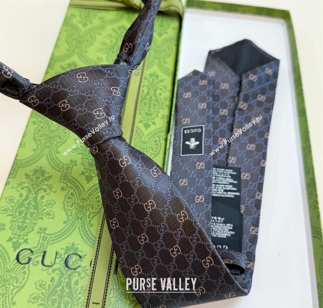 Gucci GG Silk Tie Brown 2025 GG091035 (XMN-250910110)