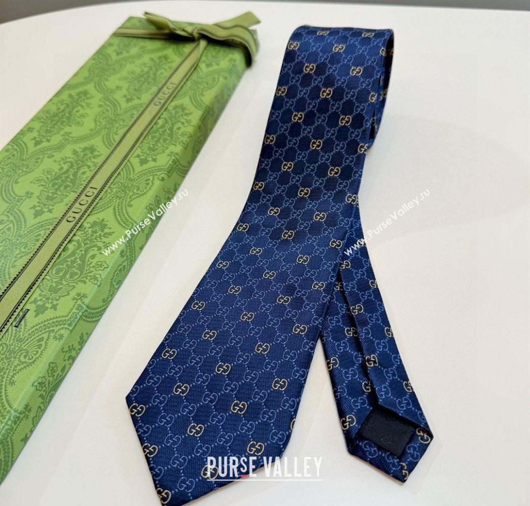 Gucci GG Silk Tie Blue 2025 GG091035 (XMN-250910111)