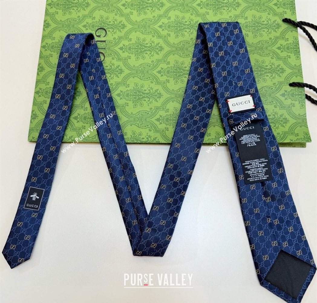 Gucci GG Silk Tie Blue 2025 GG091035 (XMN-250910111)