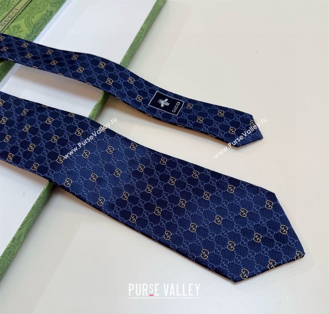 Gucci GG Silk Tie Blue 2025 GG091035 (XMN-250910111)