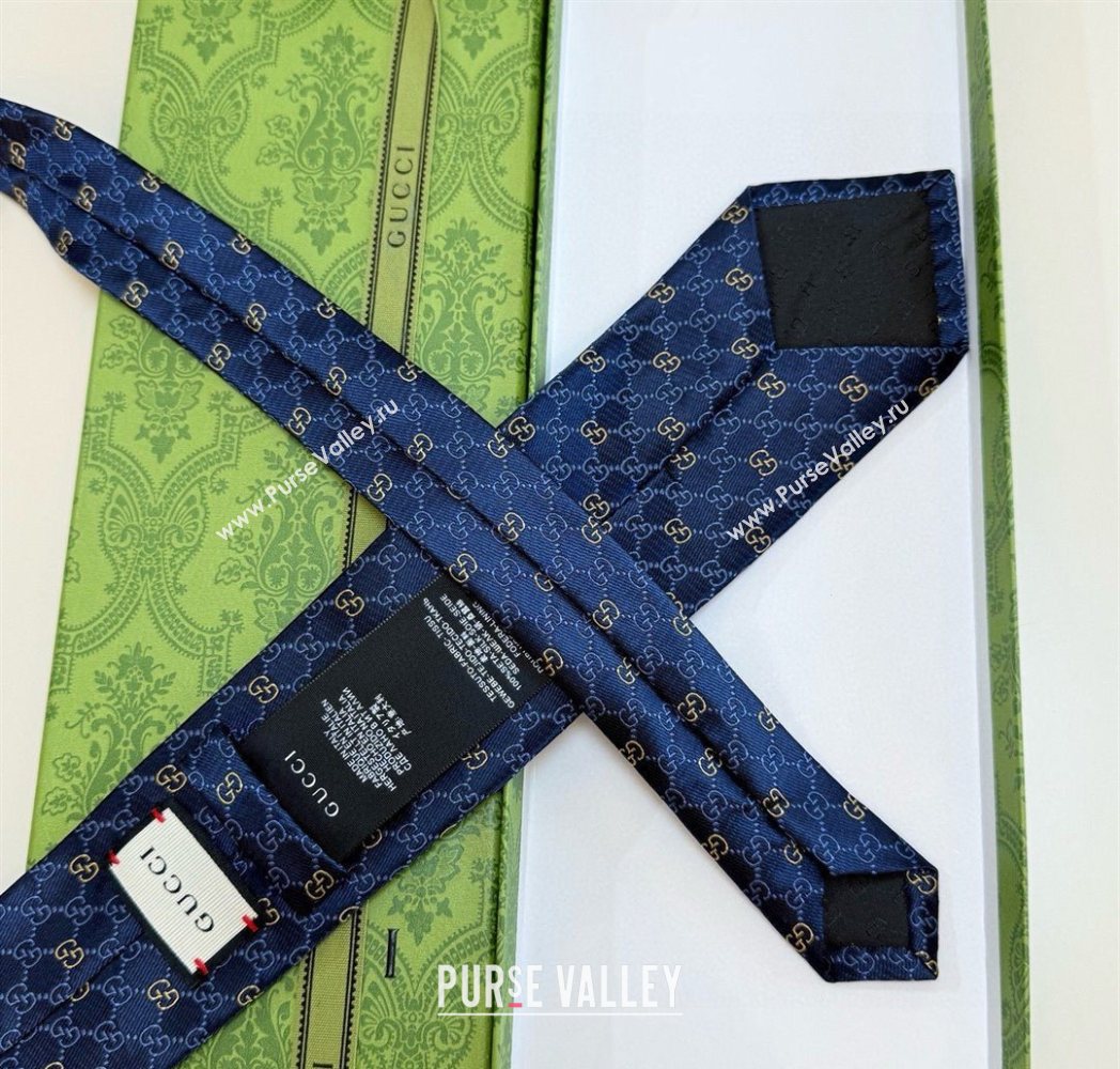 Gucci GG Silk Tie Blue 2025 GG091035 (XMN-250910111)