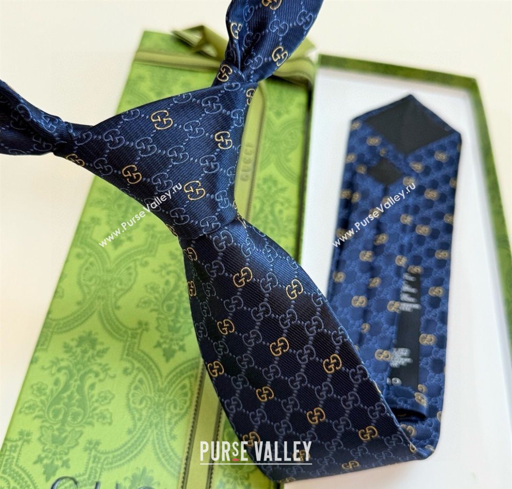 Gucci GG Silk Tie Blue 2025 GG091035 (XMN-250910111)
