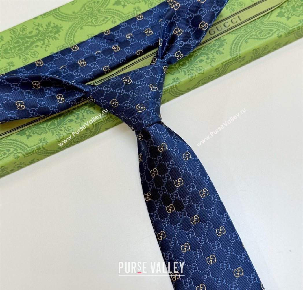 Gucci GG Silk Tie Blue 2025 GG091035 (XMN-250910111)