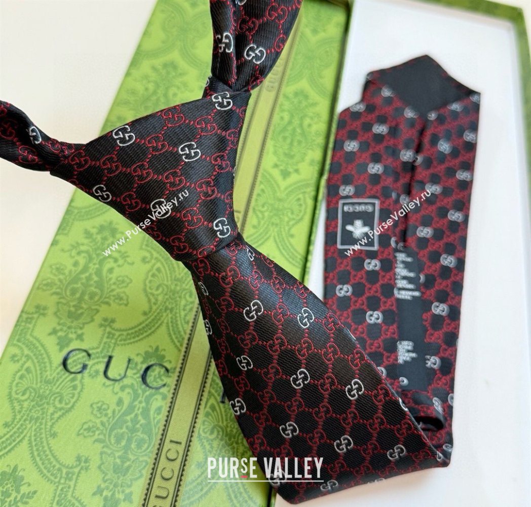 Gucci GG Silk Tie Black 2025 GG091035 (XMN-250910112)