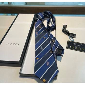 Gucci Striped Silk Tie Blue/Black 2025 GG091036 (XMN-250910114)
