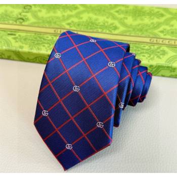 Gucci GG Plaid Silk Tie Blue/Red 2025 GG091037 (XMN-250910117)