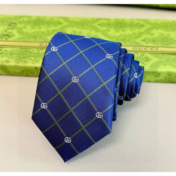 Gucci GG Plaid Silk Tie Navy Blue 2025 GG091037 (XMN-250910118)