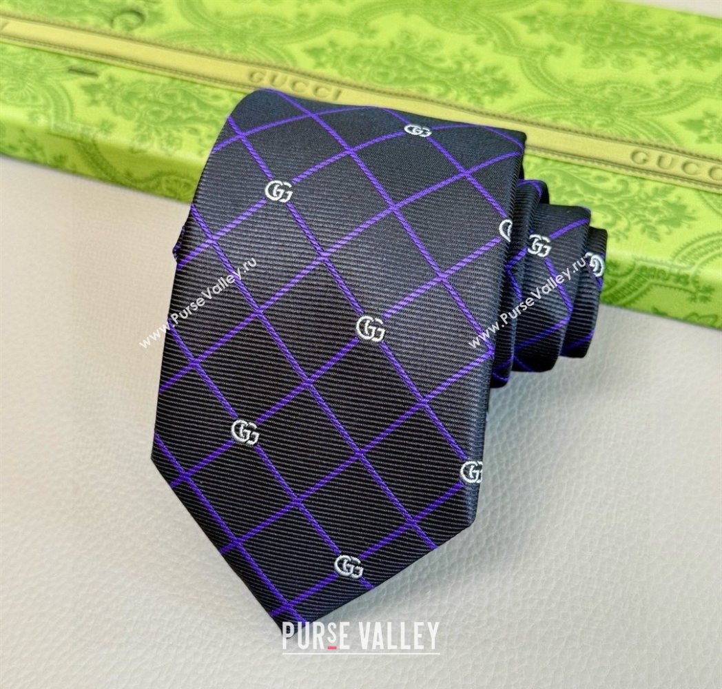 Gucci GG Plaid Silk Tie Black 2025 GG091037 (XMN-250910119)