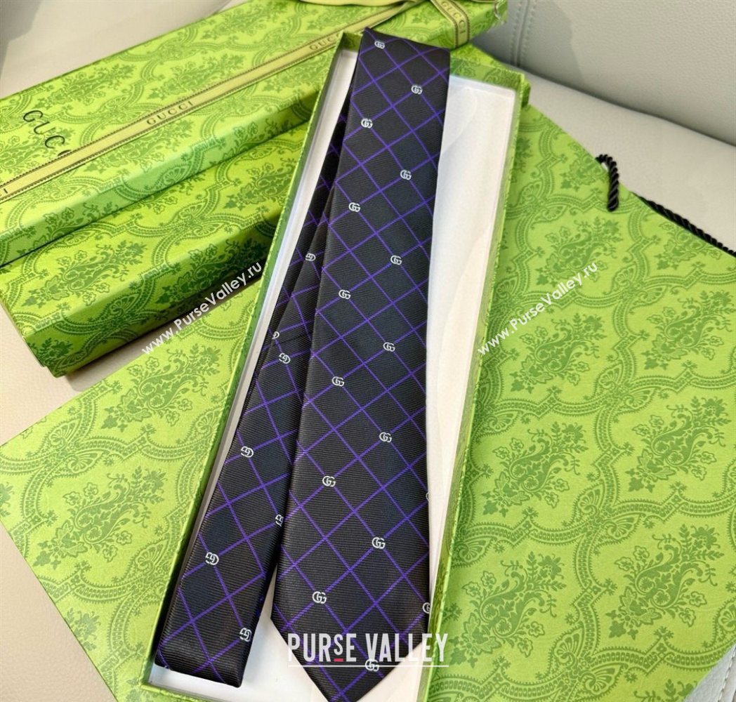 Gucci GG Plaid Silk Tie Black 2025 GG091037 (XMN-250910119)