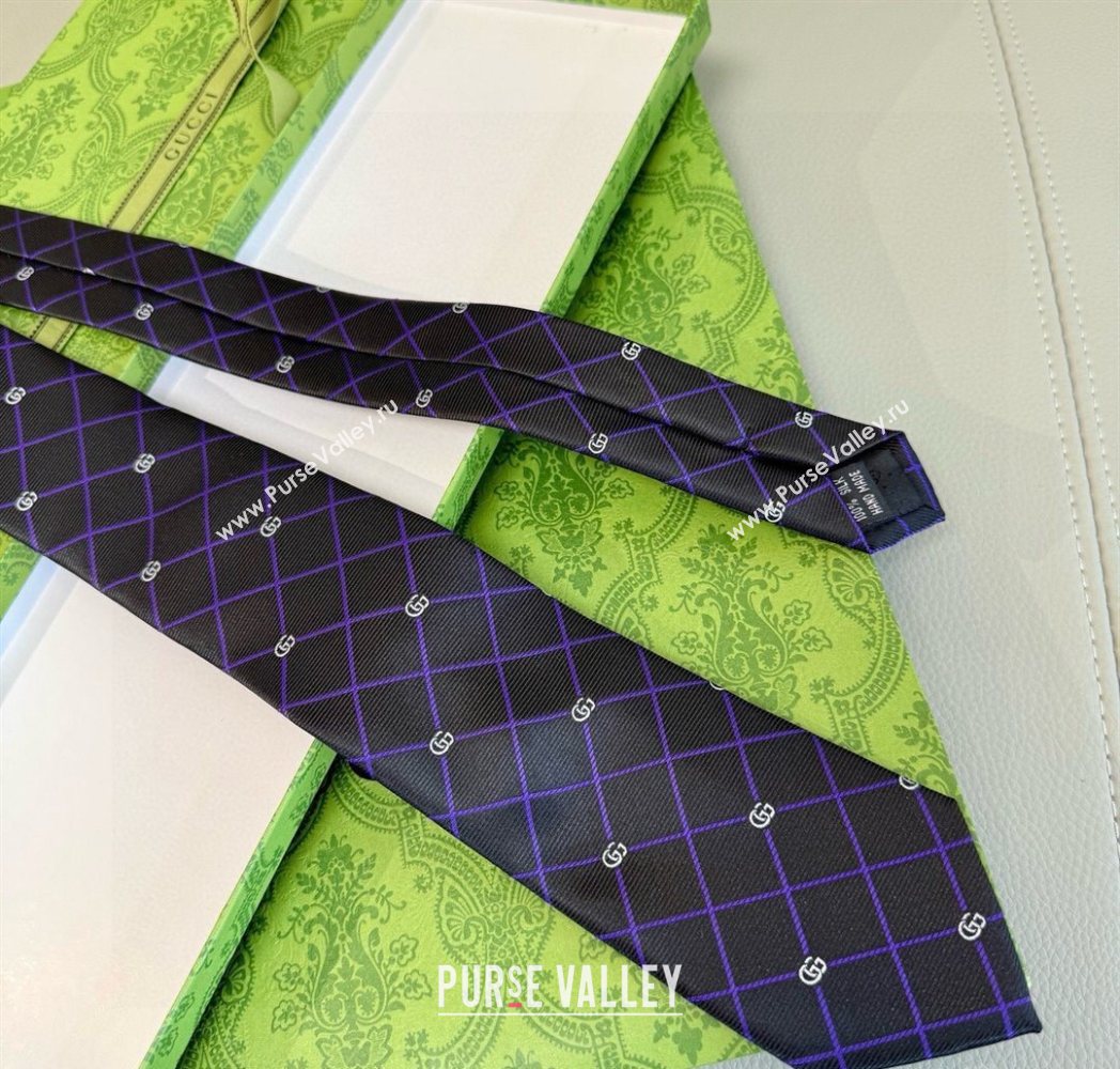 Gucci GG Plaid Silk Tie Black 2025 GG091037 (XMN-250910119)