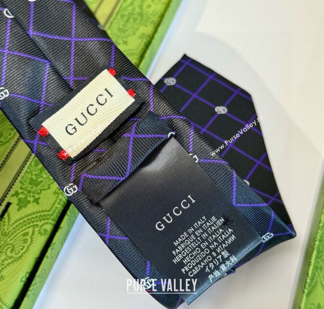 Gucci GG Plaid Silk Tie Black 2025 GG091037 (XMN-250910119)