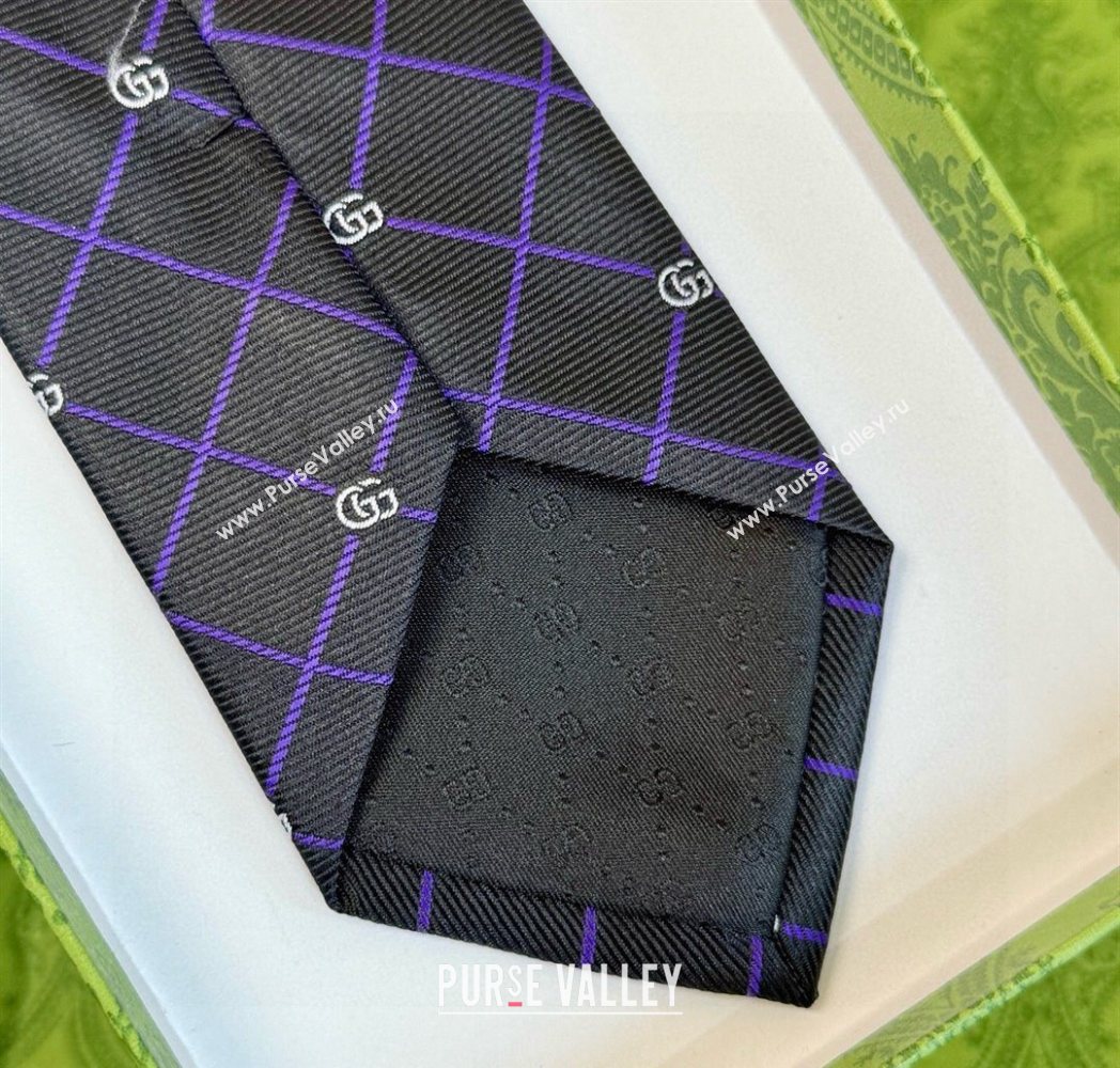 Gucci GG Plaid Silk Tie Black 2025 GG091037 (XMN-250910119)