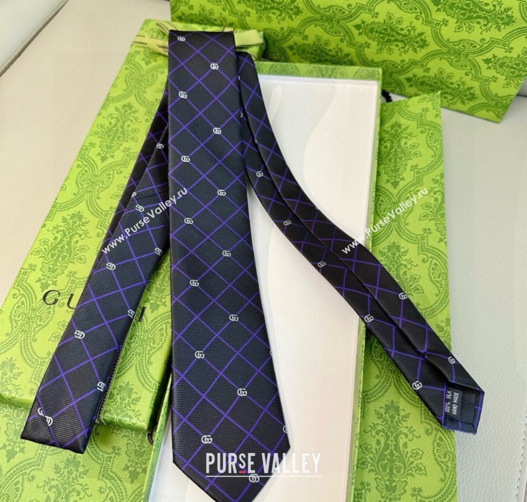 Gucci GG Plaid Silk Tie Black 2025 GG091037 (XMN-250910119)