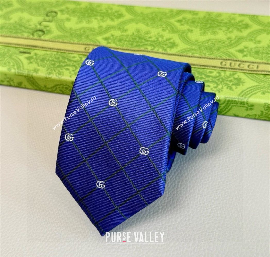 Gucci GG Plaid Silk Tie Blue/Green 2025 GG091037 (XMN-250910120)