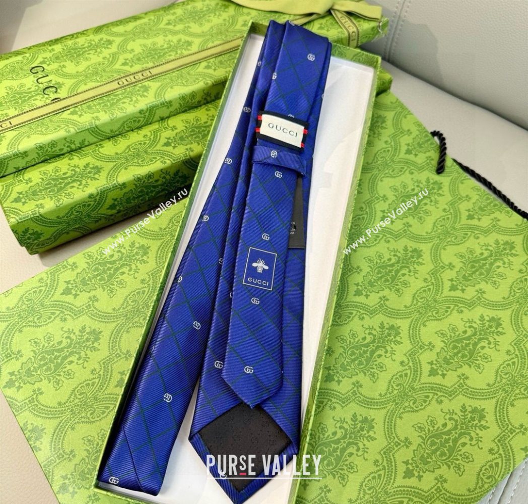 Gucci GG Plaid Silk Tie Blue/Green 2025 GG091037 (XMN-250910120)