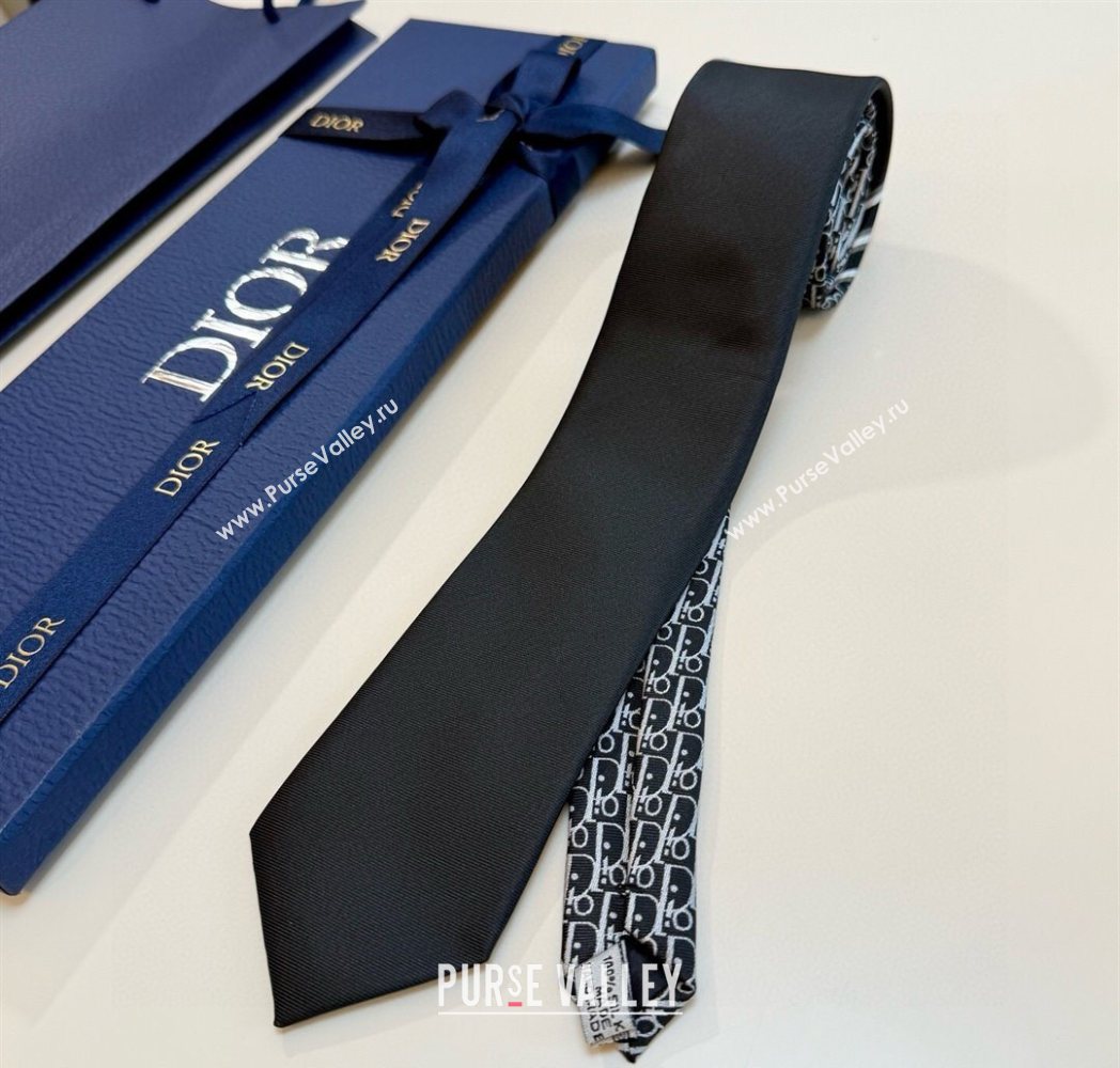 Dior Oblique Silk Tie Black2 2025 DR091041 (XMN-250910132)