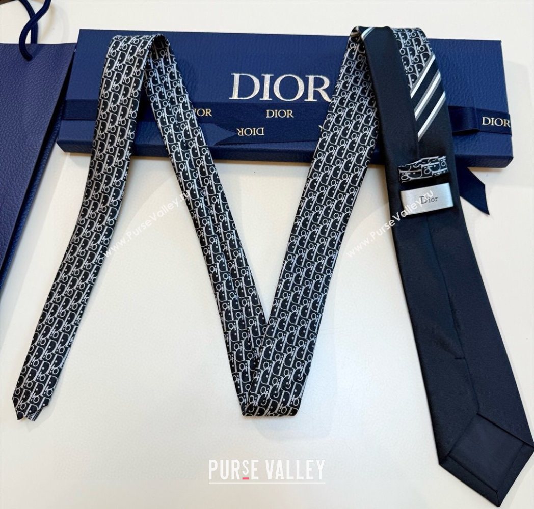 Dior Oblique Silk Tie Black2 2025 DR091041 (XMN-250910132)