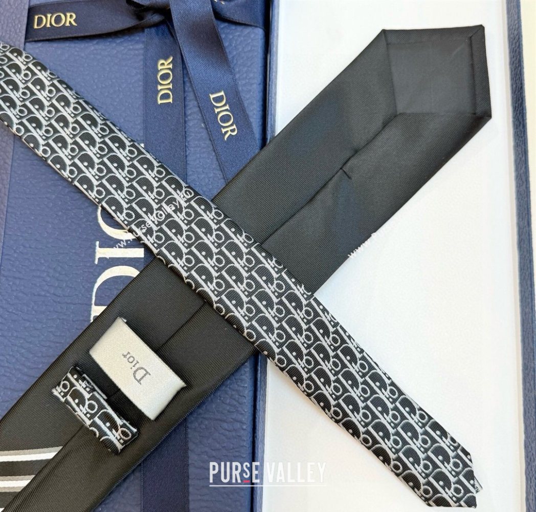 Dior Oblique Silk Tie Black2 2025 DR091041 (XMN-250910132)