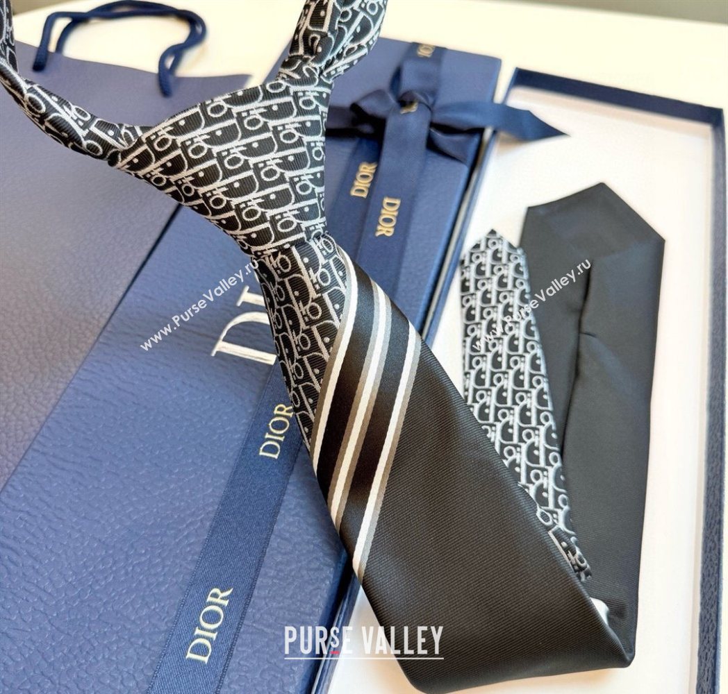 Dior Oblique Silk Tie Black2 2025 DR091041 (XMN-250910132)