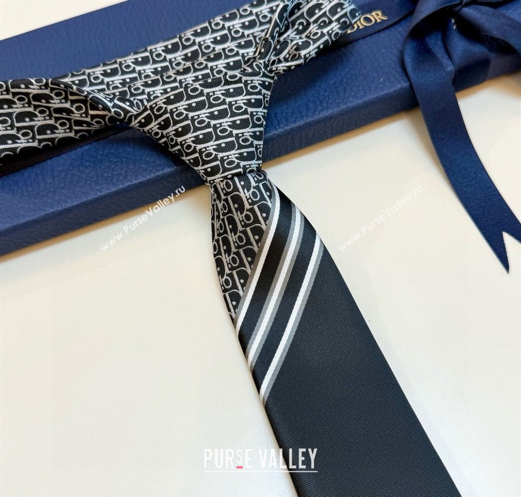 Dior Oblique Silk Tie Black2 2025 DR091041 (XMN-250910132)