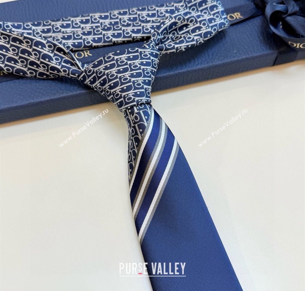 Dior Oblique Silk Tie Blue 2025 DR091041 (XMN-250910133)