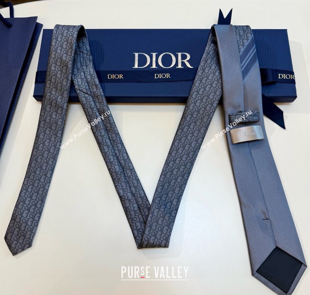 Dior Oblique Silk Tie Grey 2025 DR091041 (XMN-250910134)