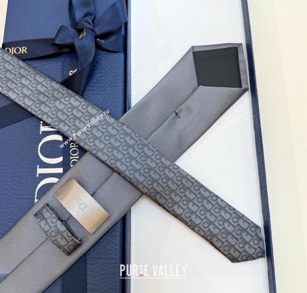 Dior Oblique Silk Tie Grey 2025 DR091041 (XMN-250910134)