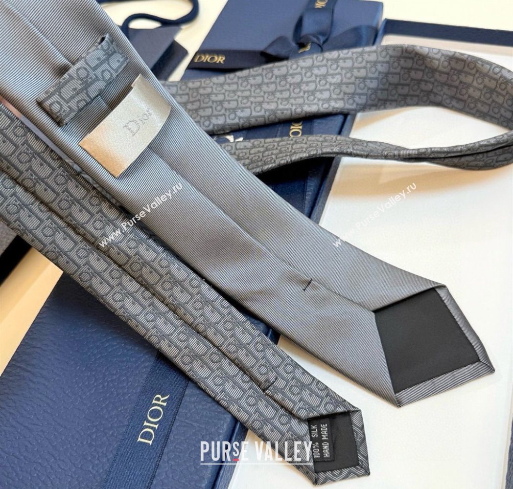 Dior Oblique Silk Tie Grey 2025 DR091041 (XMN-250910134)