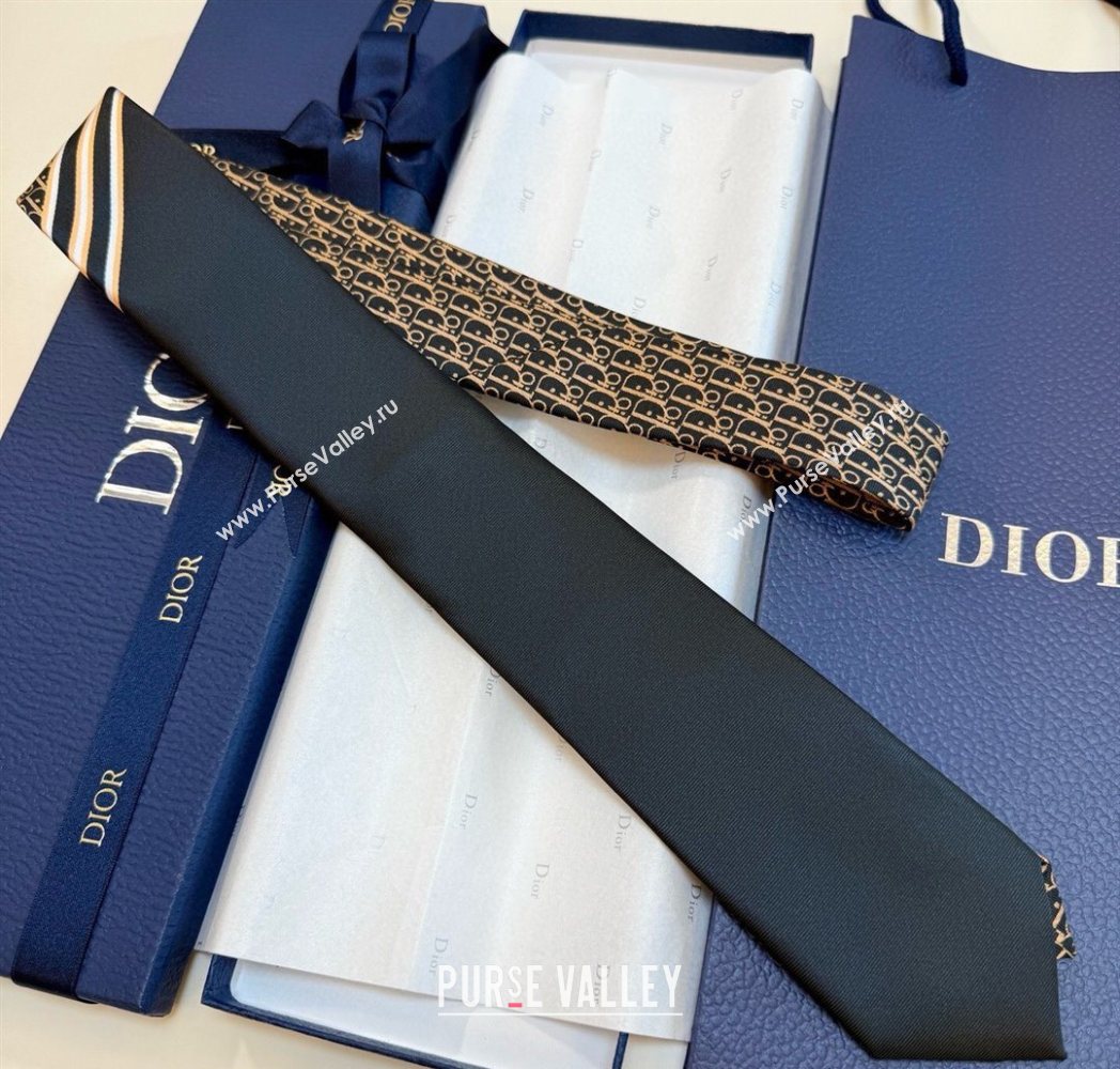 Dior Oblique Silk Tie Black/Coffee 2025 DR091041 (XMN-250910135)