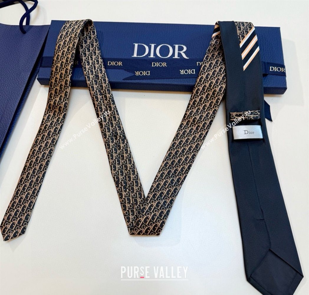 Dior Oblique Silk Tie Black/Coffee 2025 DR091041 (XMN-250910135)