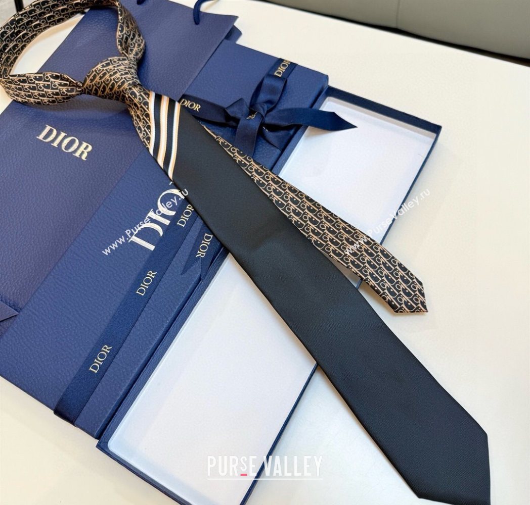 Dior Oblique Silk Tie Black/Coffee 2025 DR091041 (XMN-250910135)