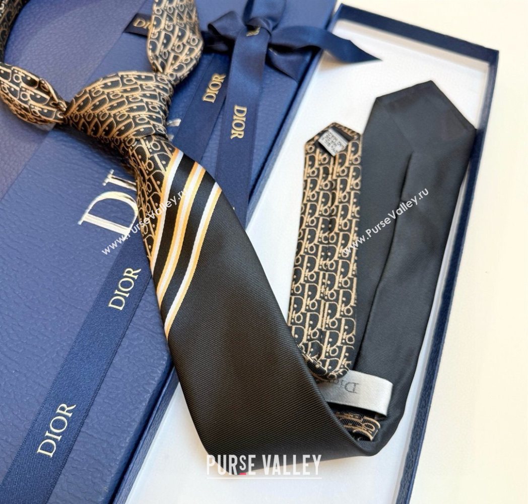 Dior Oblique Silk Tie Black/Coffee 2025 DR091041 (XMN-250910135)