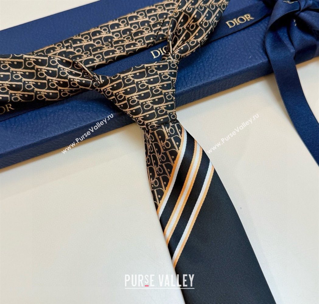 Dior Oblique Silk Tie Black/Coffee 2025 DR091041 (XMN-250910135)